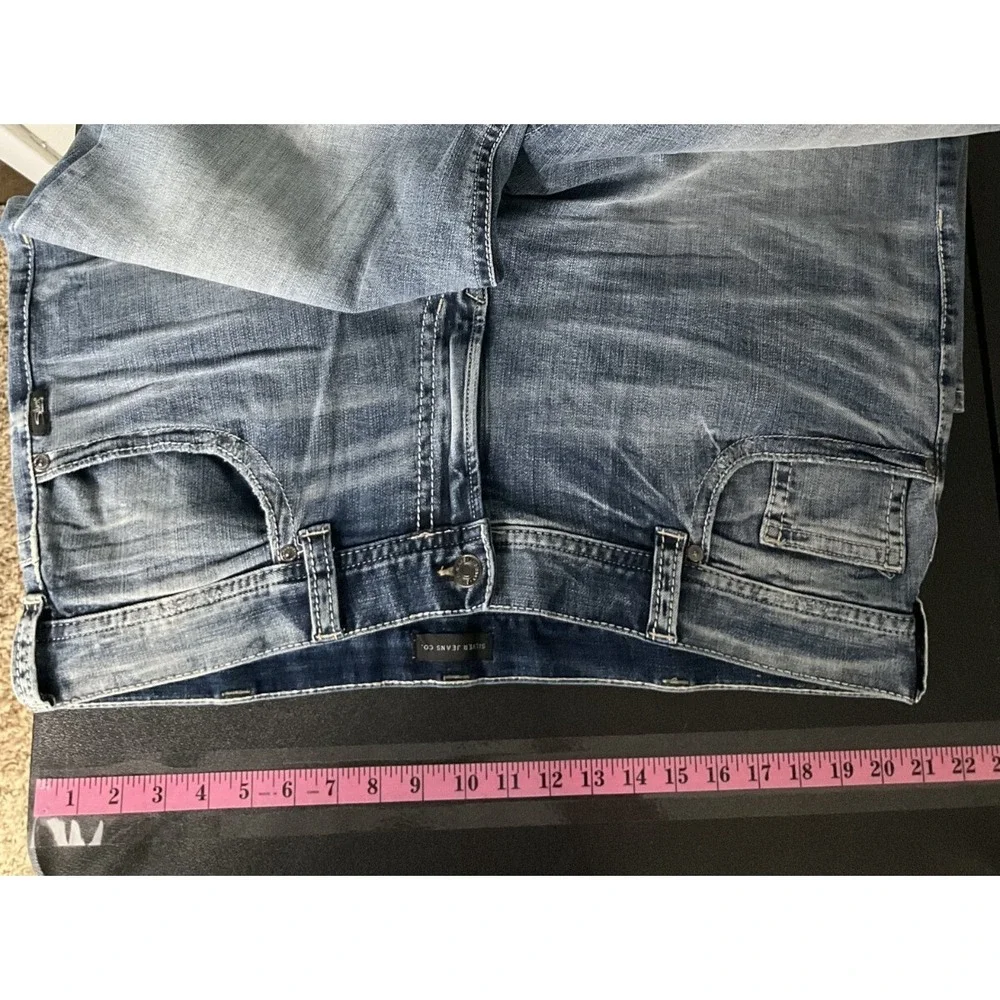 Silver‎ Jeans Co Mens 40x29 Blue Gordie Straight Stretch Y2K Distressed Western